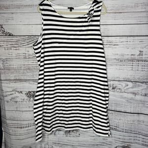 Talbots Black & White Stripe Dress Knot Shoulder XL